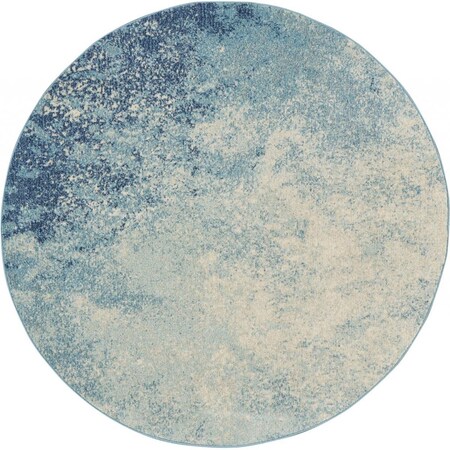 Palacedesigns 4 ft. Round Light Blue & Ivory Abstract Sky Area Rug PA3657652